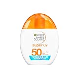 Garnier Ambre Solaire Face SPF Sunscreen Daily UV Hyaluronic Acid Refreshing Water Fluid SPF50, 12H Fresh Skin, Dry Touch & Hydrating, Compatible With Makeup, Invisible Water Fluid - 40ml