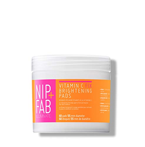 Nip + Fab Vitamin C Fix Brightening Pads for Face, Facial Pad with Anti-Aging Pomegranate and Coffee Seed Extract to Brighten Even Tone Skin, 60 Pads, 80 ml