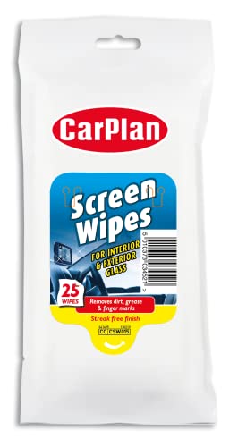 CarPlan Screen Wipes - Interior and Exterior Glass, 25 wipes