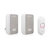 Byron Wireless Doorbell Set – Twin Pack – Battery Portable and Plug in – 150 m Range – 16 Melodies – DBY-22324UK