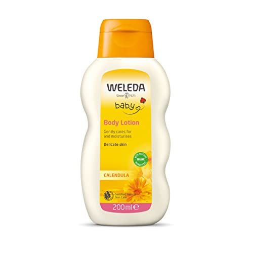 Weleda Baby Body Lotion, Calendula Moisturiser, Moisturising Cream for Baby, Delicate Skin, Dermatologically Tested, Gentle Protection, Developed by Professionals, 200ml