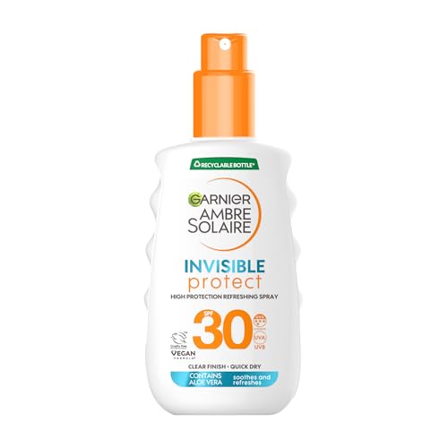Garnier Ambre Solaire Invisible Protect Sun Protection Spray SPF30, Invisible Finish, High Protection, Water Resistant, Fast Absorbing, Non-Greasy, 150ml