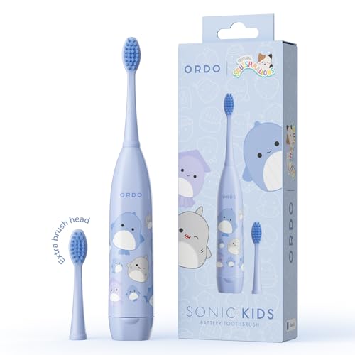 Ordo Squishmallows Toothbrush, Sonic Battery Toothbrushes for Kids, Soft Bristles, Extra Brush Head Inc, Gift for Kids Aged 4 Years and Up, Battery Included, Samir