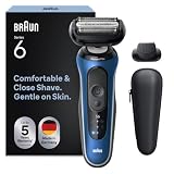 Braun Series 6 Men's Electric Shaver with 60 Minutes Battery Life, Precision Trimmer Attachment, Wireless Wet and Dry Razor for Men, Made in Germany, Waterproof, 62-B1200s, Blue