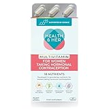 Health & Her Multivitamin for Women Taking Hormone Contraception, Supplement with 18 Key Nutrients, Vegan & Gluten Free, 30-Day Supply, 60 Tablets