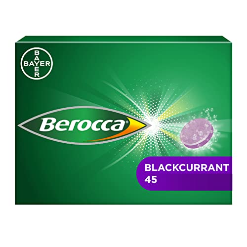 Berocca Vitamin C Effervescent Tablets - Including B Vitamins, Magnesium, Calcium & Zinc - Support Energy Release & Immune System - 45 Tablets - Blackcurrant Flavour