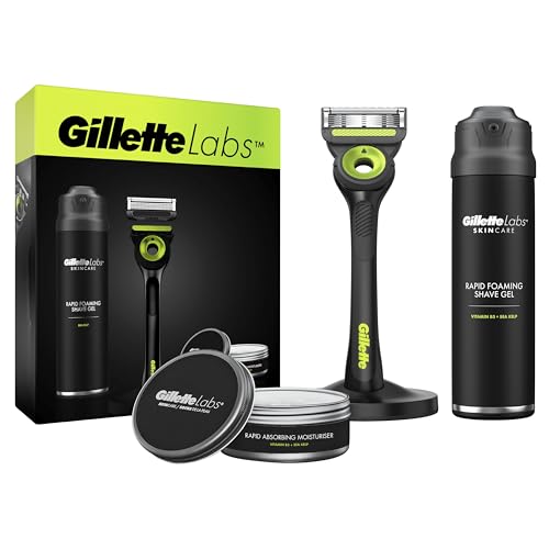 Gillette Labs Set Black & Neon razor + Shave Gel 198ml + Moisturiser 100ml