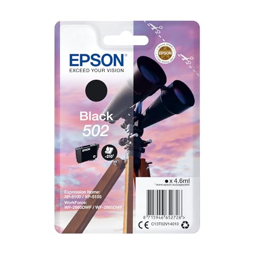 Epson 502 Black Binoculars Genuine Ink Cartridge, Standard