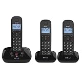 BT DECT Cordless Telephone Backlit with Display Nuisance Call Blocker - Black (Pack of 3)