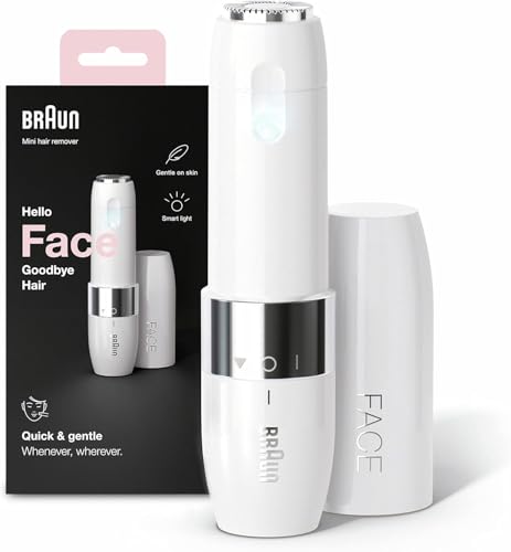 Braun Face Mini Hair Remover, Facial Hair Remover for Women Mini-Sized Design for Portability, Efficient Facial Hair Removal Anytime, Anywhere, with Smart Light, Gifts for Women, FS1000, White