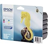 Epson Original T0487, Black, Cyan, Magenta, Yellow, Light Cyan, Light Magenta, Pack of Six, Genuine