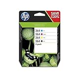 HP 364 4-Pack Black/Cyan/Magenta/Yellow Original Ink Cartridges, Black, Cyan, Magenta,Yellow Multipack, 4 pcs