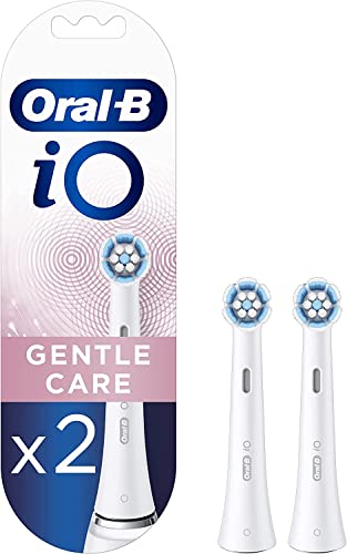 Oral-B iO Gentle Care Electric Toothbrush Head, Twisted & Angled Bristles for Deeper Plaque Removal, Pack of 2 Toothbrush Heads, White