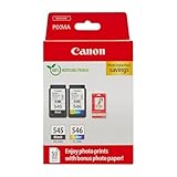 Canon Ink & Paper Multipack - PG-545/CL-546 Genuine Printer Ink Cartridges 2 Pack (1 x Black, 1 x Colour) & 4x6 Photo Paper (50 x Sheets) For TS3350, TS4550, TS3450, TS3150, TR4650, MX495