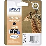Epson Original T0711H High Capacity Black Ink Cartridge Twin Pack, Genuine