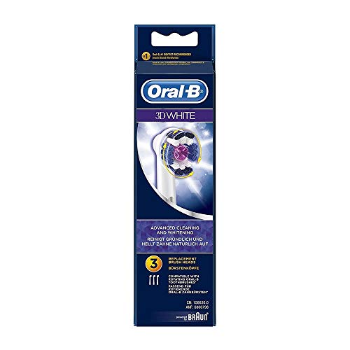 Oral-B 64708760-EB18 3D White Replacement Rechargeable Toothbrush Heads - Pack of 3