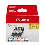 Canon Ink Multipack - PGI-580/CLI-581 Genuine Printer Ink Cartridges 5 Pack (1 x Black, 1 x Cyan, 1 x Magenta, 1 x Yellow & 1 x Office Black Colour)