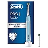 Oral-B Electric Toothbrushes Adults, Electric Toothbrush, 1 Handle, 1 Toothbrush Head, Travel Toothbrush, 1 Mode with 3D Cleaning, 2 Pin UK Plug, Oral-B Pro 1 670, Blue