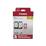 Canon Ink & Paper Multipack - PG-575/CL-576 Genuine Printer Ink Cartridges 2 Pack (1 x Black, 1 x Colour) & 4x6 Photo Paper (50 x Sheets)