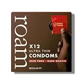 Roam Skin Tone Ultra Thin Condoms, Regular Fit 12 Pack Dark Brown