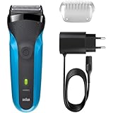 Braun Series 3 Electric Shaver For Men with Precision Beard Trimmer and 5 Combs, Wet & Dry, UK 2 Pin Plug, 310s, Blue Razor