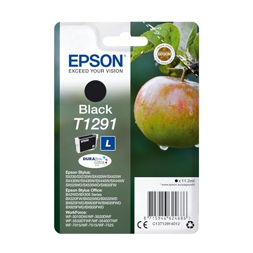 Epson T1291 Black Apple Genuine DURABrite Ultra Ink Cartridge