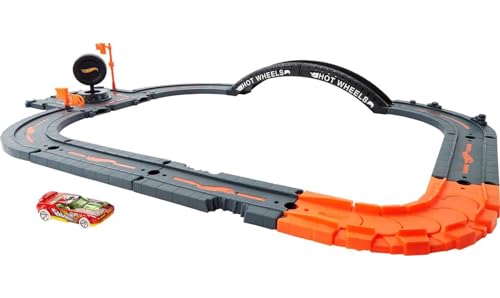 Hot Wheels City Track Pack, 10 Piece Set Includes Track Base & Various Track Pieces to Build a Cityscape, with 1 Hot Wheels Car, Connects to Other Sets, Gift for Kids 4 Years & Up, HDN95