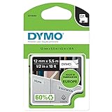 DYMO D1 High-Performance Permanent Polyester Labels | 12 mm x 5.5m Roll | Black Print on White | Self-Adhesive Labels for LabelManager Label Printers | Authentic