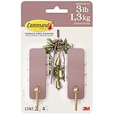 Command Medium Wall Hooks, Dusty Rose, 2 Hooks, 4 Strips, Damage-Free Hanging with Adhesive