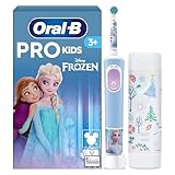 Oral-B Pro Kids Electric Toothbrush, 1 Toothbrush Head, x4 Frozen Stickers, 1 Travel Case, 2 Modes with Kid-Friendly Sensitive Mode, for Ages 3+, 2 Pin UK Plug, Blue