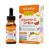Vitamin C Drops - Vegan - 60 Days Supply – 30mL – Preservative Free and Sugar Free Vitamin C for Kids - VIT C 25mg per 0.5mL | APOKRA Kids