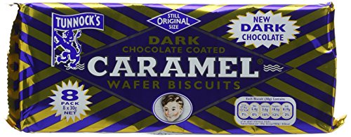 Tunnock's Dark Chocolate Coated Caramel Wafer Biscuits, 8 x 30g