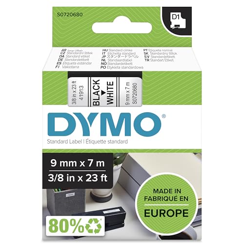 Dymo D1 Standard Labelling Tape 9mm x 7m - Black on White