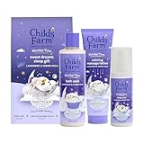 Childs Farm SlumberTime Sweet Dreams Sleep Gift Set | 3-Step Sleep Routine | Lavender & Moon Milk Bath Soak 250ml, Calming Massage Lotion 150ml, Sleep Mist 100ml | Suitable for Dry & Sensitive Skin