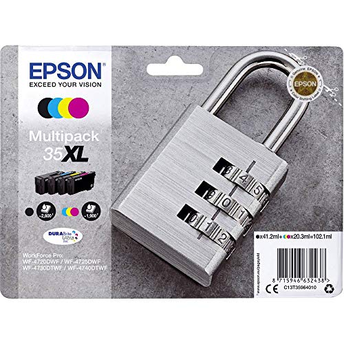 Epson 35 Cyan Padlock Genuine Ink, Claria Photo HD Ink Cartridge,Black/Yellow/Magenta/Cyan,XL High Capacity