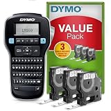 DYMO LabelManager 160 Label Maker Starter Kit with 3 Rolls of D1 Label Tape | Handheld Label Printer Machine | QWERTY Keyboard | Ideal for Office or Home