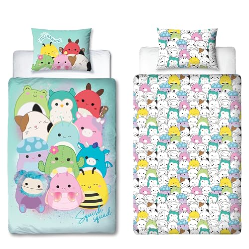 Squishmallows Officially Licensed Flash Design Single Duvet Cover Set | Reversible 2 Sided Characters Bedding Including Matching Pillow Case | Perfect For Kids Bedroom | Polycotton