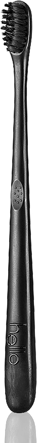 Hello Soft Manual Toothbrush, Charcoal Infused bristles, BPA-Free, Plant-Based Handle - Black