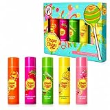 Chupa Chups Lip Licking Lip Balm Collection, 5 Assorted Flavors: Orange Pop, Strawberry Swirl, Melon Mix, Pineapple Punch, and Peach Pulp