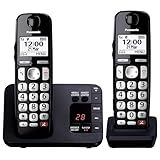 Panasonic KX-TGE822EB Digital Cordless Phone About 40 minutes Answering Machine with Nuisance Call Block and Dedicated Key, Amplified Sound Double