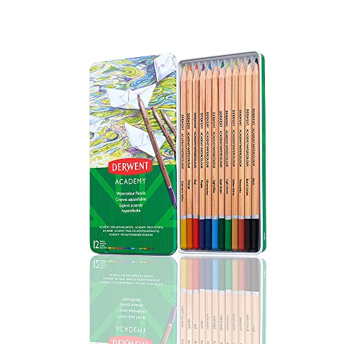 Derwent Academy Watercolour Pencils, Set of 12 in Tin