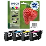 Epson Multipack 29XL Strawberry, Original XL High Yield Ink Cartridges, 4 Colors Black, Cyan, Magenta, Yellow