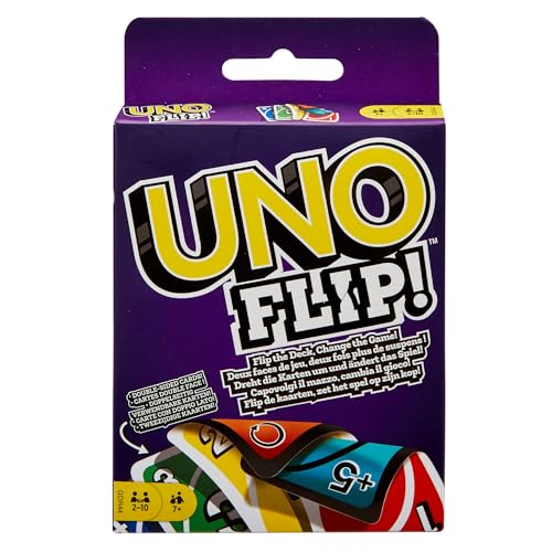 Mattel Games UNO FLIP! Family Card Game for Adults, Teens & Kids, Double-sided Deck with Special Flip Card, 112 Cards