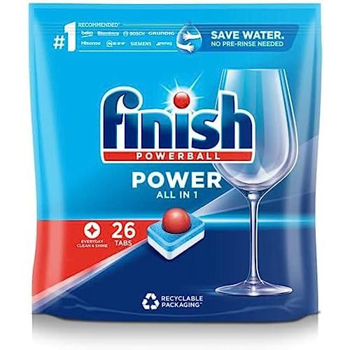 Finish Power All in One Dishwasher Tablets | Scent : Regular | Size: Total 26 Dishwasher Tabs |for Sparkling Clean 1st Time