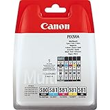Canon Original PGI-580 PGBK, CLI-581 (C/M/Y/BK) Ink Cartridge - Black (Pack of 5)