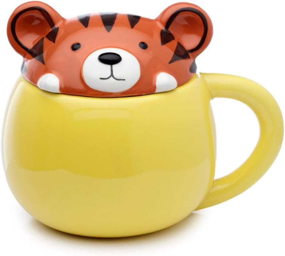 Adoramals Tiger Peeping Lid Ceramic Animal Mug