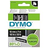 DYMO Authentic D1 Labels | White Print on Black Tape | 12 mm x 7 m | Self-Adhesive Labels for LabelManager Label Makers | Made in Europe