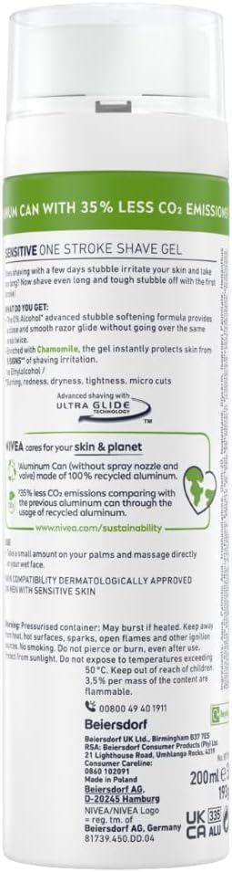 NIVEA MEN Sensitive One Stroke Shave Gel 200ml