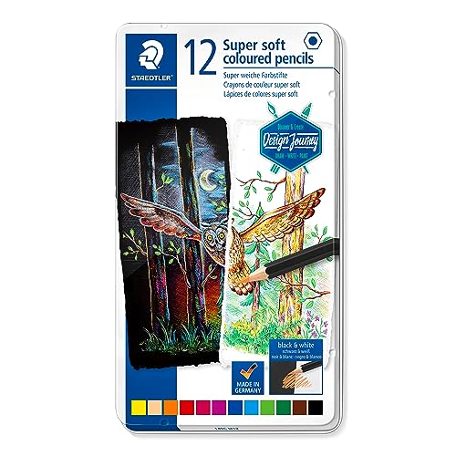STAEDTLER 149C M12 Design Journey Super Soft Colouring Pencils - Assorted Colours (Tin of 12)