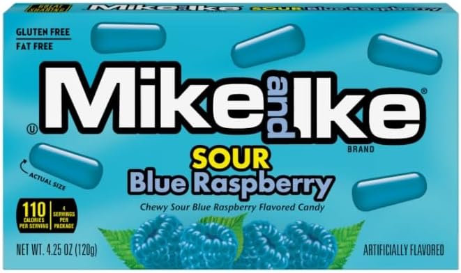 Mike and Ike Sour Blue Raspberry Flavoured Candy Theater Box 120g